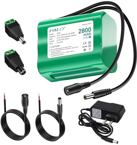 Palogreen 12.6V DC Batterie Rechargeable 2800mAh Lithium pour 12V, Batterie pour Bande LED, caméscope, caméra CCTV, DVD Portables, lecteurs MP3, lumières de pêche, Bricolage