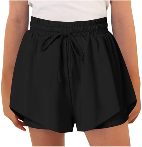 duxyoz Flowy Athletic Shorts for Girls Butterfly Shorts for Kids Teens Preppy Tennis Running Athletic Short with Liner 2-in-1 Double Layer Quick-Drying Comfy Short Pants Summer Clothes 12-13 Years