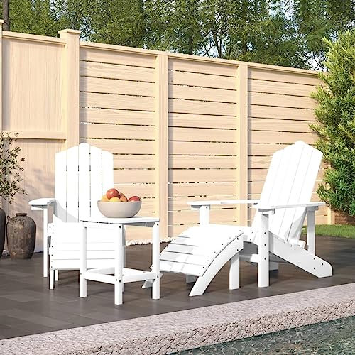 XINCXIN Adirondack-Gartenstühle, Gartenstühle Stuhl Korbsessel Gartensessel Geeignet für Terrace Outdoor Balcony Pool mit Hocker & Tisch HDPE Weiß