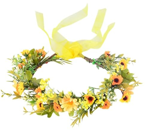 OATIPHO Serre Tête Mariée Couronne De Fleurs Ajustable Bandeau Floral Pour Photographie Mariage Cérémonie Accessoire Coiffure Élégant Taille Unique