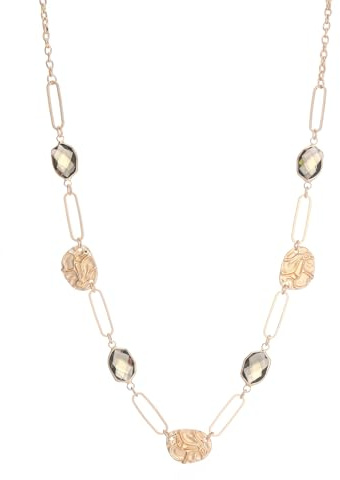 Dazylleco Kette Gold Damen Lange Perlenkette Statement Lang mit Stein Perlen Geschenke für Frauen Gold Modeschmuck