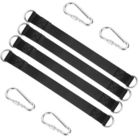 4 Stück Hängematte Befestigung,Baumschaukelgurt Schaukel Aufhängung | Nylon Hanging Gurt mit 4 Schwerlast Karabinern und D-Ringen für Hängematten Indoor Outdoor Schaukel Hängematten