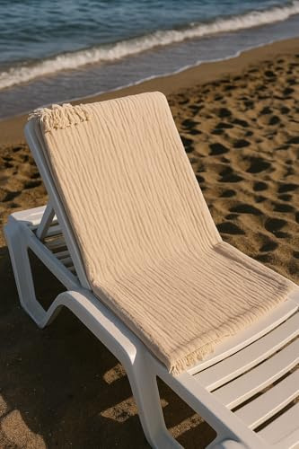 METİSTEX 4-lagig Musselin Hamamtuch 90x190 cm | Strandtuch aus 100% Baumwolle | Pestemal (Beige)