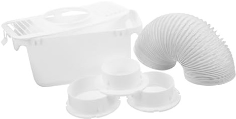 Kit de Ventilation Blanc pour Sèche-linge Intérieur 1 Set en Plastique | Plaque de Raccordement D’évacuation, Montage pour Tambour, Collecte des Peluches de L’eau