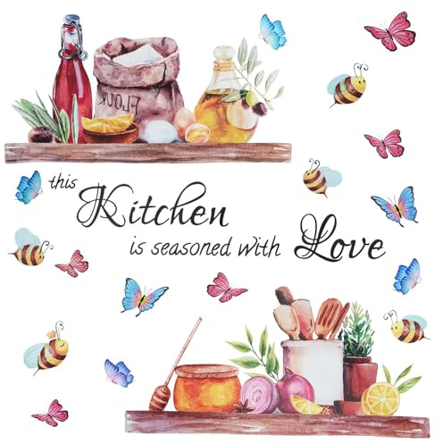 Vookkp Adesivi Murali Cucina Adesivo da Parete per Cucina Sticker Decorativi Da Muro CucinaAdesivi Da Parete Vintage Decorazioni Muro Sala da Pranzo Ristorante