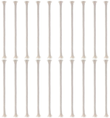 XLIUAX 20 Pcs 1/4 Round Oil Lamp Wicks, Cotton Wicks for Oil Lamps Braided Torch Wick Replacement for Candle Lamp Kerosene Lantern Candle Burner