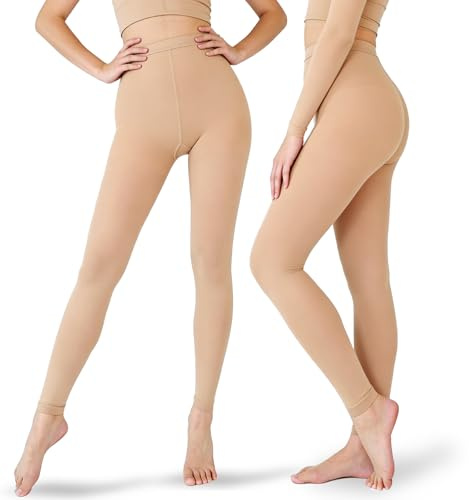 Medizinische Kompressionsstrümpfe Damen, 20-30 mmHg Kompressionsleggins | 2 Paar Kompressionsstrumpfhose Klasse II, Lipödem Leggings für Krampfadern, Ödeme, DVT, Cellulite S-2XL