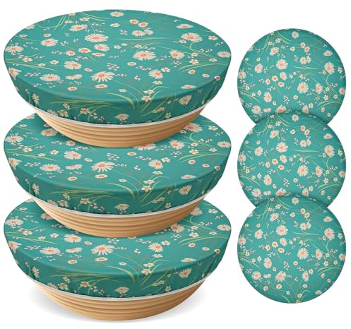 Tocemei 3 Pack Beeswax Bowl Covers Reusable (12 Inch Large),Bowl Covers for Bread Proofing,Elastic,Natural Beeswax Organic Cotton,For Sourdough Proofing,Large Containers&Food Storage