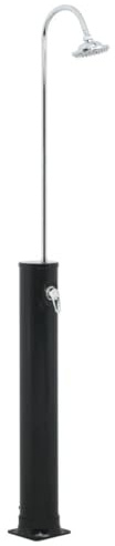 Douche solaire noire 220 cm 20 l avec réglage de la température et acier inoxydable pour jardin et piscine