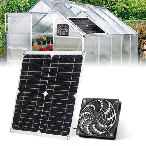 Afenau Solar Ventilator, 12W Solarventilator, IP65 Wetterfest Solarlüfter, Ventilator Solar, Ventilators mit Solars für Gewächshaus Schuppen Haustierhaus Hühnerstall Belüftung
