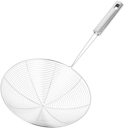 BESTOMZ Colino in Acciaio Inossidabile per Pasta e Verdure, Mestolo a Rete per Cottura e Frittura, Facile da Pulire e Resistente, Utensile da Cucina Argento