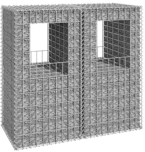 Runheo Colonne a gabbione, 2 pezzi, 50 x 50 x 100 cm, in ferro inossidabile, griglia a maglia con diametro del filo da 3,5 mm, per giardino, terrazza, robusti cestini a gabbione con coperture da