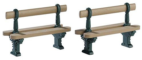 Lemax- Accesorio de Pueblo navideño: Banco de Doble Asiento (Juego de 2) (74235)