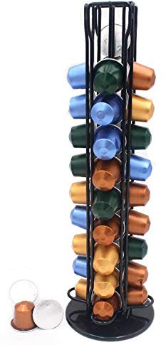 XIAPIA Porta Capsule per Caffè Compatibile con Nespresso per 40 Pezzi, Porta Cialde Nespresso Rotante, Portacapsule Verticale, Supporti per Capsule Cialde