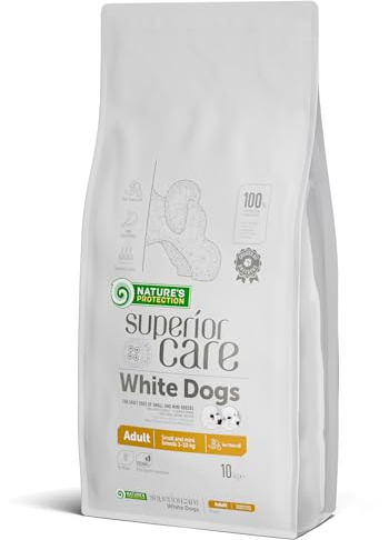 Nature's Protection Superior Care Comida para Perros Blancos Adultos - Pienso Hipoalergénico para Perros con Cordero y Arroz, Rico en Proteínas, Omega 3 y 6 - Antimanchas Lagrimales, 10 Kg