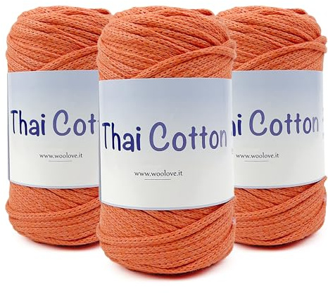 Thai Cotton Promozione 3 pezzi di Fettuccia in Cotone per Uncinetto Ideale per Creare cestini Borse - Arancio 702