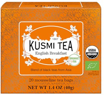 Kusmi Tea English Breakfast Bio Mélange de thés noirs d'Asie, 20 sachets
