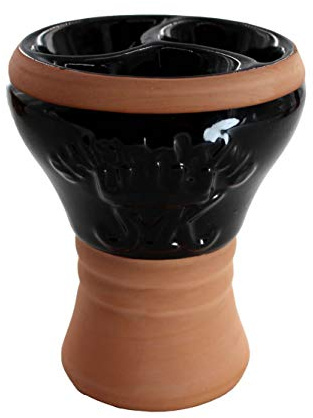 Shisha King® Triple King Shisha Tabakkkopf glasiert | Tonkopf | 3 Tabakfächer zum Mischen von Tabak | viel Rauch, intensiver Geschmack (schwarz)