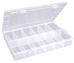 Hünersdorff Caja de Almacenamiento de Plástico Joyería hünersdorff PP-Eco con 12 compartimentos | caja clasificadora robusta para tornillos y otras piezas pequeñas | 23,3 x 33,9 x 5,8 cm, transparente