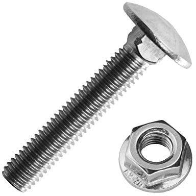 Schlossschrauben M5x70/70 mm mit Flanschmuttern M5 aus Edelstahl A2 (10 Stück) | DIN 603 & DIN 6923 - Flachrundschrauben - Sechskantmuttern mit Flansch von MESAROS®