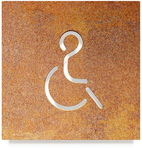 Vintage WC-Schild - selbstklebend - Retro Design Toiletten-Schild - Rollstuhl-Fahrer Piktogramm B-02-R