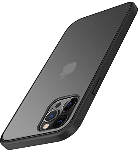 TENDLIN Kompatibel mit iPhone 12 Hülle/iPhone 12 Pro Hülle Matte Transluzent Kratzfest PC Rückseite und TPU Stoßstange Schutz Handyhülle iPhone 12 / iPhone 12 Pro - Schwarz