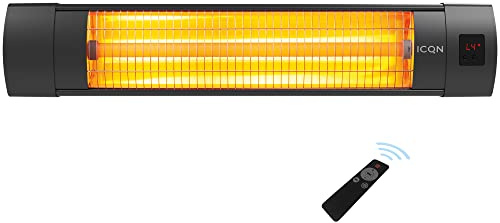 ICQN Heizstrahler, Quarz-Heizung 2300 Watt, Quarz für Innenbereich, IP 20: Wasser- und Staubschutz, Thermal Serie ITQ2300.R Schwarz