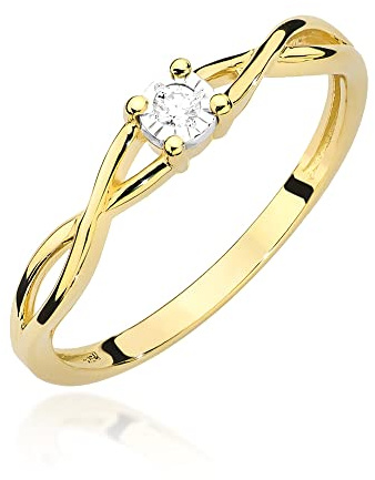 MARKO Verlobungsring Damen Goldring mit 0,03 Karat Diamant - Gold Verlobungsring - 14 Karat Gold 585 - Goldring für Frauen