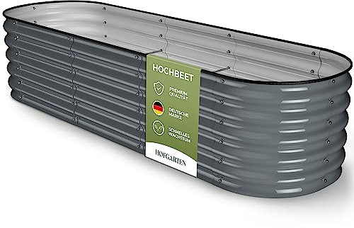 HOFGARTEN® QuickGrow - Orto Rialzato da Esterno in Acciaio Zincato | Inossidabile | Kit Modulare 6-in-1 | Cassoni Orto con Fondo Aperto | 200L x 60P x 42A cm | Ortaggi, Erbe, Fiori (Antracite)