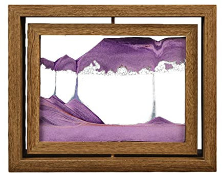 Altsuceser Treibsand Malerei Ornament, 3D Flüssige Sanduhr Dynamische Sandlandschaft Sandkunst Bild für Heimdekoration und Büro, Große Schreibtischdekorationen Lila B
