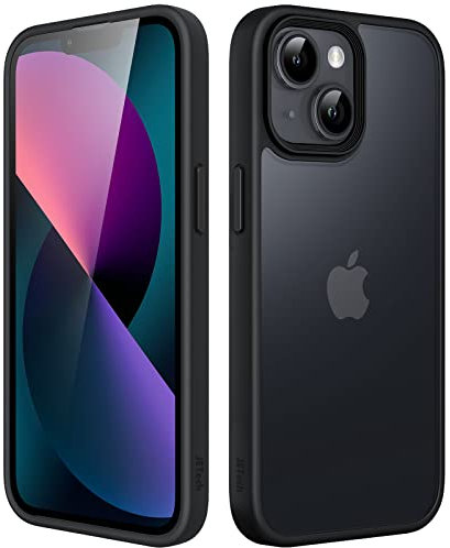 JETech Matt Hülle für iPhone 13 6,1 Zoll, Stoßfest Militärstandard FallSchutz Handyhülle, Mattierte Durchscheinende Rückseite Schutzhülle, Anti-Fingerabdruck (Schwarz)