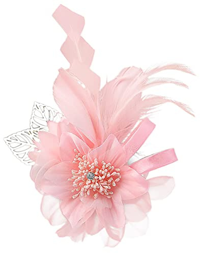 iSpchen Blumen Brosche Damen Haarspange elegante Hochzeit Braut Brosche Fascinator Hut Feder Brosche Blumen Haarspangen Brosche Kleidung dekorative Anstecknadel für Hochzeit Cocktai Party
