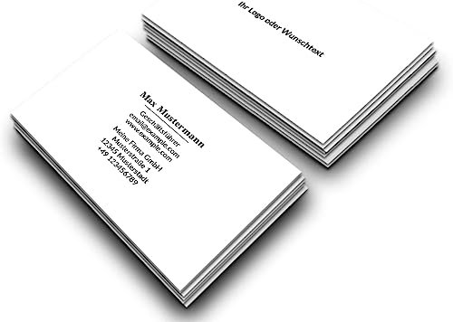 Premium Visitenkarten personalisiert (85x55mm), Premium Papier, hochwertiger Druck, hohe Qualität, selbst gestalten für Business, Unternehmen, Startup & privat (White Central)