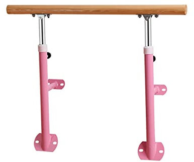 Stabile Feste Ballettstange, Wandmontage, Massivholz-Tanz-Übungsstab, höhenverstellbar, Fitness-Ballettstange für Mädchen (Rosa 1,5 m)