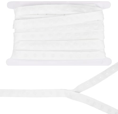 BENECREAT 5 Yards/4.57 m Druckknopfband, 18 mm Breites Weißes Druckknopfband Zum Nähen, Druckknopfband Mit Kunststoffknöpfen Zum Nähen, DIY-Zubehör, Kleidungsverschluss