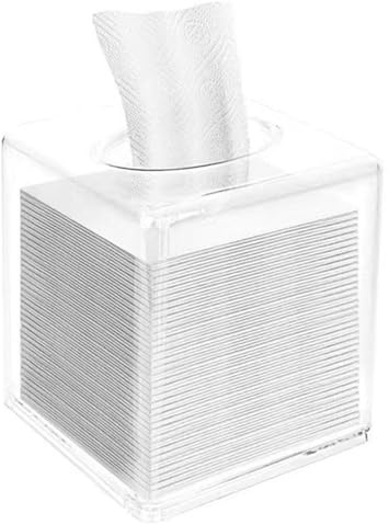 Fahibin Acryltaschentuchbox, transparent, quadratisch 13x13x14 cm, für Ess-, Bade- und Schlafzimmer