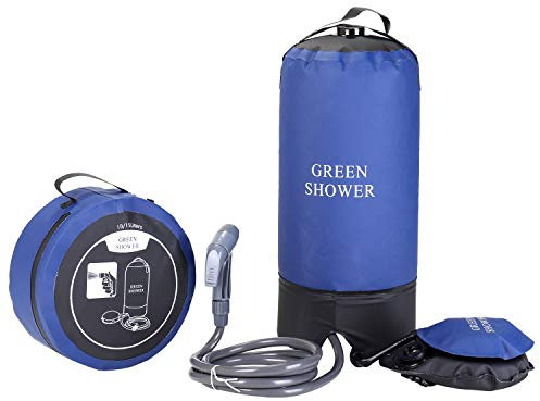 Funien PVC-Druckdusche mit Fußpumpe Leichte aufblasbare Außendusche Druckdusche Wassersack für den Außenbereich Strandcamping Wandern Baden