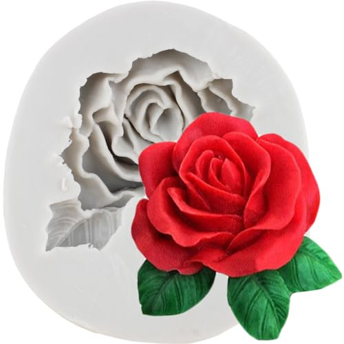 MINFEIDMS 3D Big Rose Flower Cake Mould Silicone Fondant Chocolate Mould for Cake Decoration Sugar Craft Cupcake Topper Gum Paste Candy Chocolate Polymer Clay