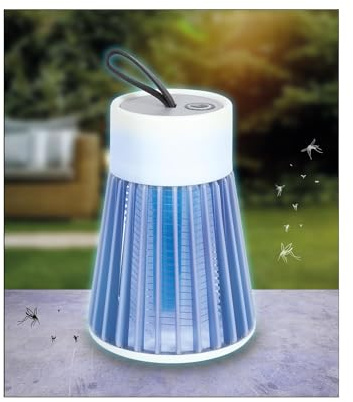 Lampe anti-moustiques rechargeable - Diamètre : 10 x 14 cm - Lampe sans fil - Lampe de camping - Piège à mouches durable - Anti-moustiques - Sans fil - Lampe de camping - Lampe blanche