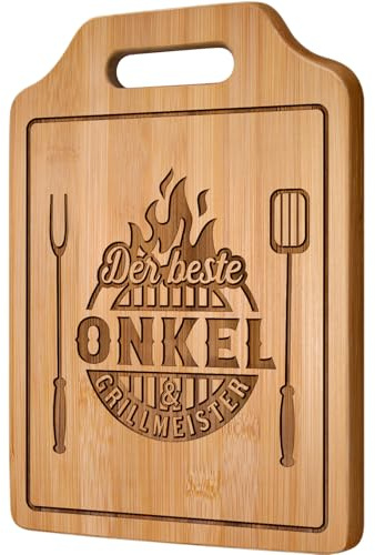 Giftasy Onkel Geschenk - Bambus Schneidebrett mit Spruch, Bester Onkel Geschenke, uncle, Onkel Geschenk Vatertag Vatertagsgeschenk