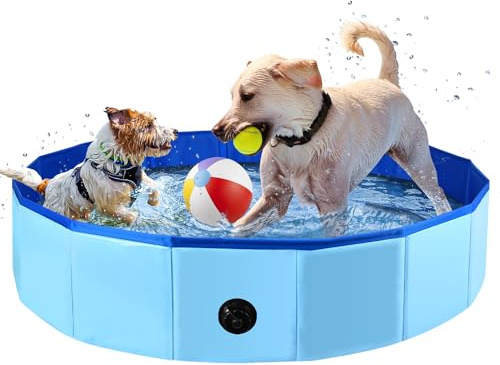 Foldable Pet Swimming Pool, 40 X 12 Inch Portable Dog Pool, Plastic Dog Pool Bathtub Indoor Sand Pit Collapsible Ball Pit for Dogs