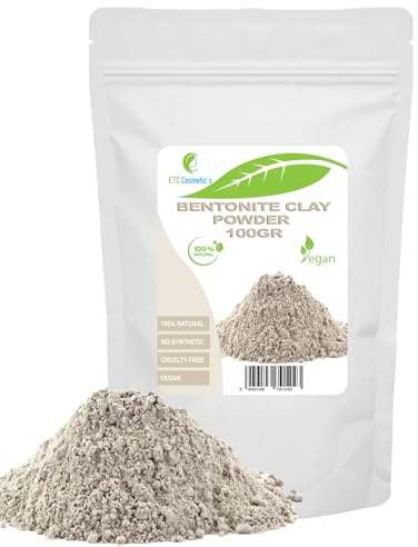 Poudre d'argile bentonite - 100 gr - Masques pour le visage, masque pour le corps, masque pour les cheveux, peelings et gommages doux, fabrication de savons, anti-âge et raffermissement de la peau