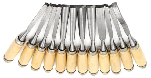 Lurrose 12pezzi Utensili Pervorazione Del Legno Scalpelli Per Intaglio Del Legno Manico in Strumenti Per Intaglio Del Accessori Pervorazione Del