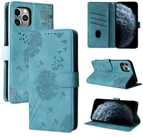Rostsant iPhone 11 Pro PU Leder Hülle Flip Case Brieftasche Tasche Magnetisch Schutzhülle Blau