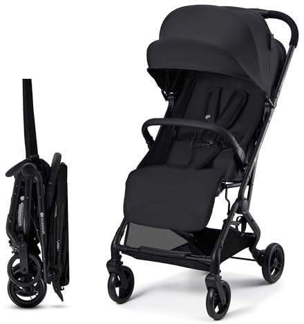 Kinderkraft INDY 3 Passeggino Leggero e Compatto, Chiusura con una Mano, Ultraleggero 7,3 kg, Reclinabile, Cinghia per Trasporto, Ruote Resistenti, Ideale per Viaggi e Città, Nero