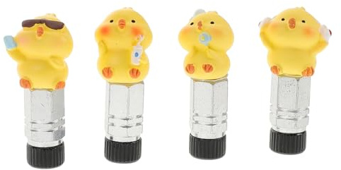 iplusmile 4piezas Tapas De Válvula De Bicicleta Decorativas Diseño De Pollito para Vástago De Válvula Versátil Paquete Familiar