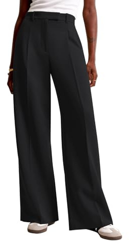 NIMIN Women Wide Leg Pants High Waisted Dressy Work Trousers Business Casual Tailored Pants with Pockets Black