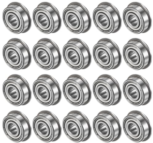 M METERXITY 20 Pcs F605ZZ Cuscinetto A Sfere Con Flangia 5mm x 14mm x 5mm | Cuscinetti Con Flangia, Acciaio Cromato GCr15, Doppio Scudo Metallico Z1, Per Carriole/Stampanti/Fax
