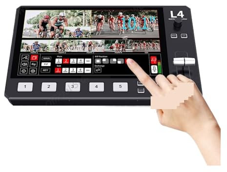 Schaltgerät L4 Multi-Kamera-Videomixer-Umschalter 10,1-Zoll-Touchscreen USB3.0 HMDI SDI-AUSGANG Schnelles Streaming Erweiterte Kompatibilität
