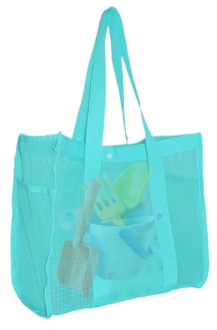 FmtwPhn Sacs de Plage | Sac Filet Plage | Organisateur Anti-Sable Imperméable Réutilisable Avec Poches De Rangement Familial Pour Jouets - Idéal Vacances Été Camping Piscine Voyage